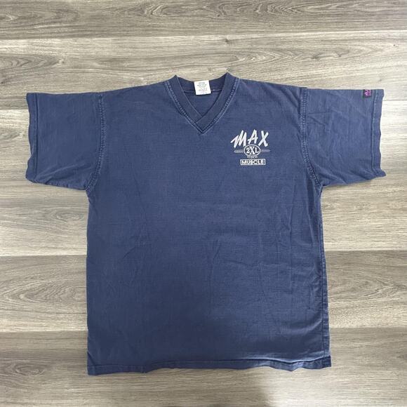 Vintage Max Muscle Shirt Mens Medium Blue 2XL To Excel Bodybuilding Gym 90s - Picture 1 of 7
